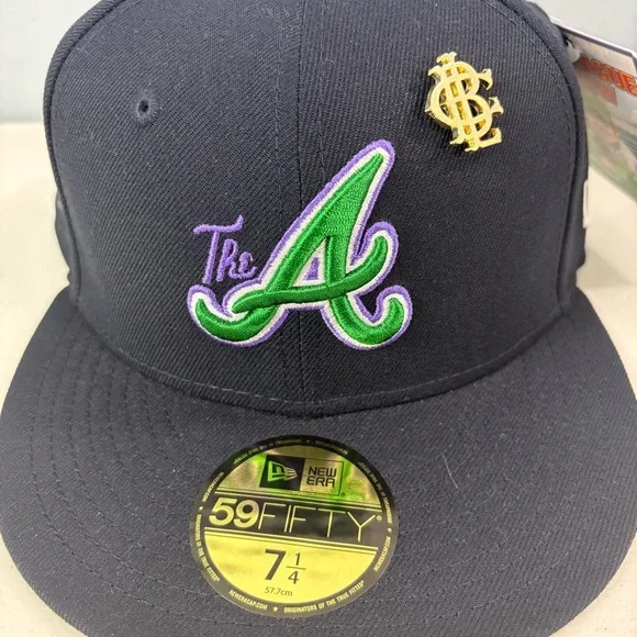 New Era 59FIFTY Atlanta Braves Fitted Cap MLB “The A” Big League Chew Hat 7 1/4 - Picture 2 of 8